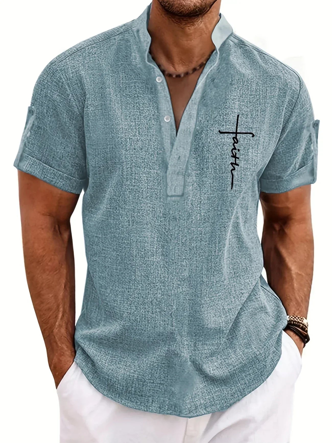 Harlan - Textured High-Collar Shirt